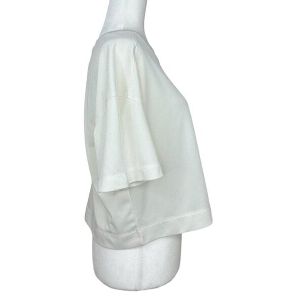 Everlane Women’s White Recycled Polyester Box-Cut Crew Neck Crop Top Tee L/C43 - Picture 2 of 10